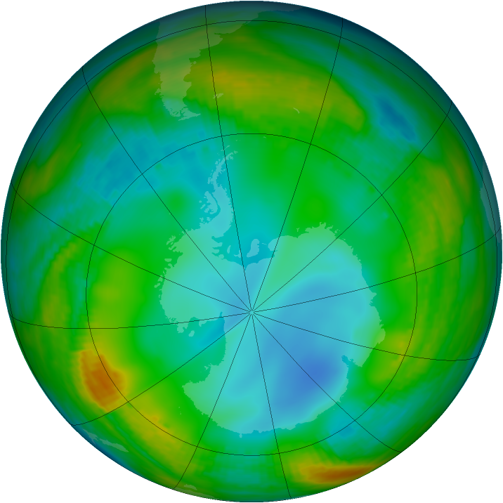 Antarctic ozone map for 07 July 1983